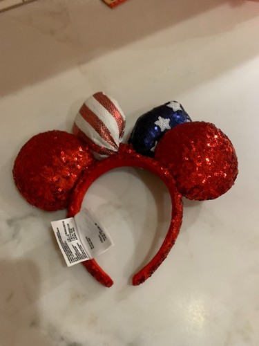Disney Minnie Mouse Sequined American Flag Ear Headband Patriotic Parks Exclusiv - Picture 2 of 4