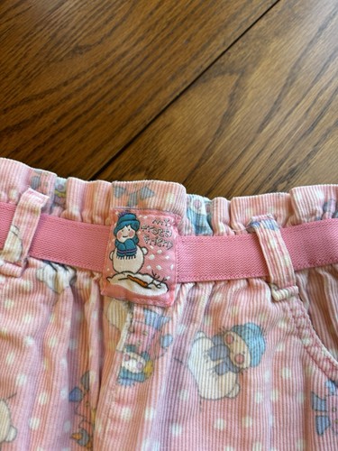Pantaloni larghi vintage Osh Kosh ragazze 4T rosa a pois pupazzo di neve velluto a coste made in USA - Foto 2 di 5