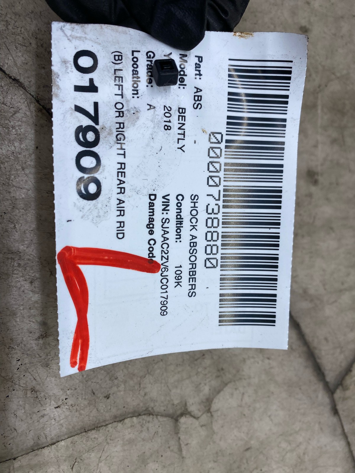 2015-2020 BENTLEY BENTAYGA (B) LEFT RIGHT REAR SHOCK ABSORBER *109K* 4M0616031AC