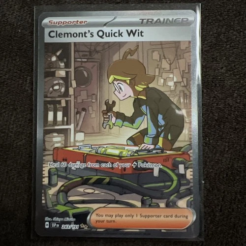 Pokémon TCG Trainer Card Clemont's Quick Wit Rare Holo, 243/191, Surging Sparks