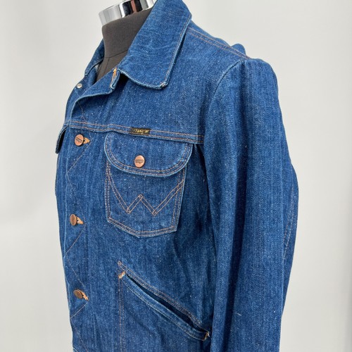 Wrangler Vintage 70s Unlined 100% Cotton Denim Trucker Jacket Western Cowboy L - Picture 3 of 10