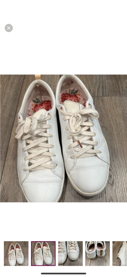 Tênis Ted Baker London Feminino Couro Dourado Branco Tamanho 10 - Imagem 2 de 4