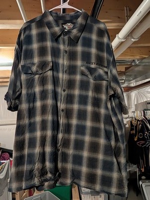 Harley Davidson Blur Plaid Size 3xl Button Up Shirt
