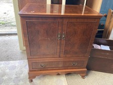 TV Cocktail Cabinet Wooden Vintage Antique Style Brown Wood Veneer