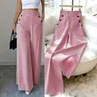 Women's High-Waist Wide-Leg Trousers Striped Straight-Leg Pants