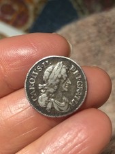 1679 Charles II Silver Three Pence Coin