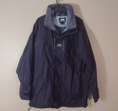 HELLY HANSEN Utility Rain Jacket hidden Hood nylon tech black Coat Size Large