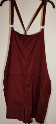 Womens Torrid Rust Red Stretch Linen Blnd Overall Shorts Size 3 Lightweight