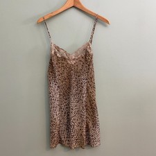 Victorias Secret Sheer Slip Dress Lace Animal Print Womens Medium Brown Lace