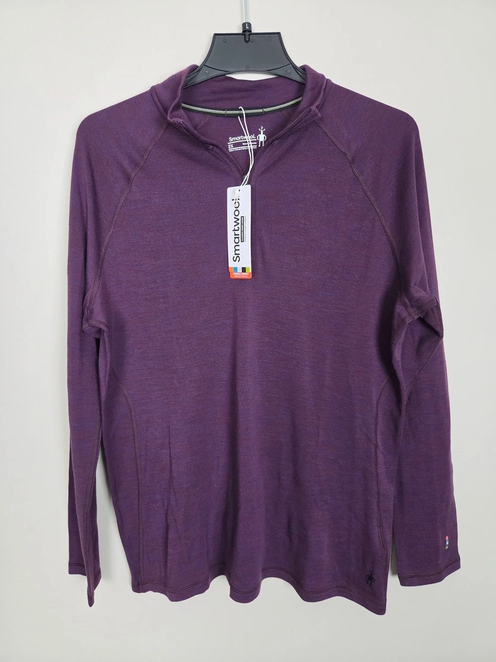 Smartwool Classic Thermal Merino Base Layer 1/4 Zip Womens 2X Purple MSRP $120