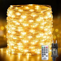 Lichterkette Innen 10M 100 LED Kupferdraht Timer Fernbedienung IP65 Wasserdicht