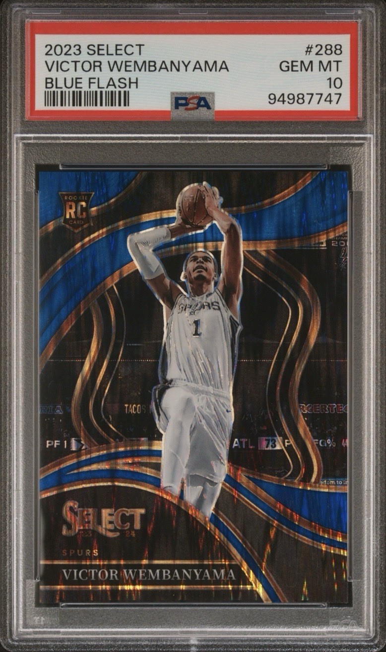 2023-24 Panini Select Victor Wembanyama Blue Flash Courtside #288 PSA 10 /99