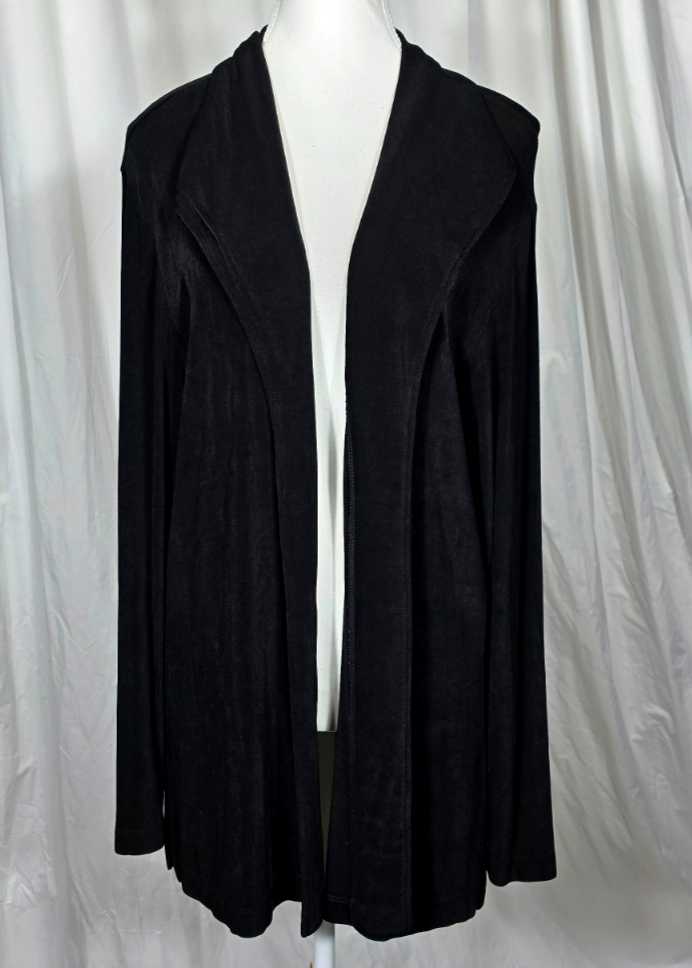 Chicos Travelers black long sleeve open front blazer jacket sz 3