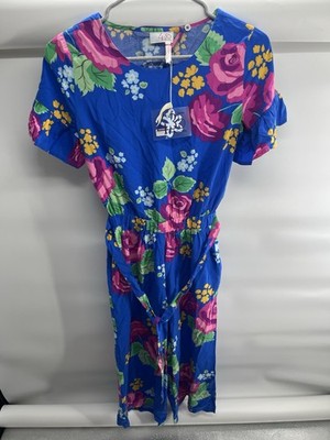 Matilda Jane 435 Jumpsuit My Darling Girl Floral Blue Romper Sz 12 NWT