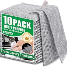 10pcs Multipurpose Wire Dishwashing Rags - Non-Scratch Scrubbing Cloths - NEW