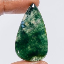100 Natural Moss Agate Pear Cabochon Loose Gemstone 30.5 Ct. 37X20X3 mm X-27391