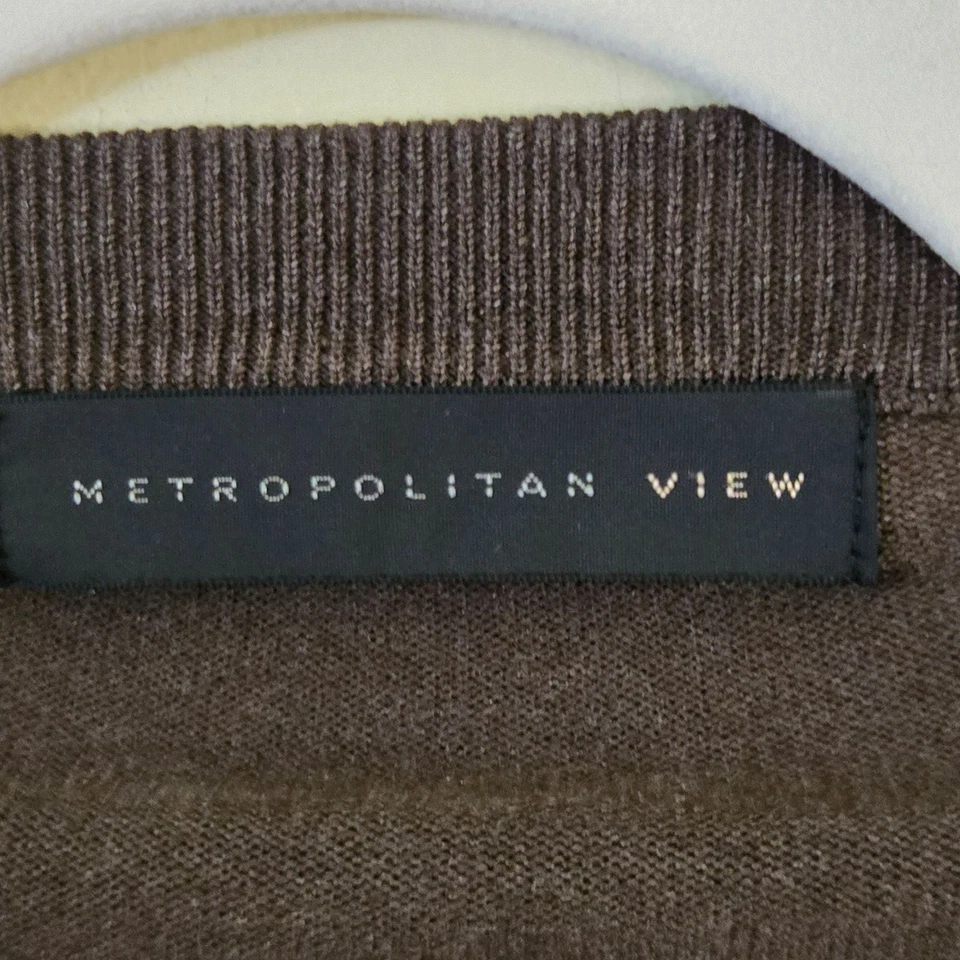 Metropolitan View Dark Brown Silk Blend Lightweight Crewneck Sweater Size L - Image 3 of 4