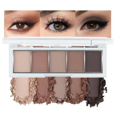 5 Colors Matte Eyeshadow Makeup Palette, 5 Natural Neutral Nude Brown Cool-Toned