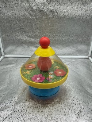VINTAGE CHICCO CHILD'S PRESCHOOL SPINNING TOP TOY FLOWERS AND BEE MADE IN ITALY
