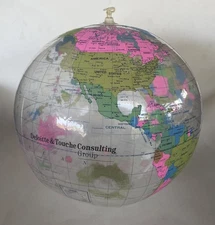 Inflatable GLOBE World Map BEACH BALL Deloitte & Touche Consulting Vintage PROMO