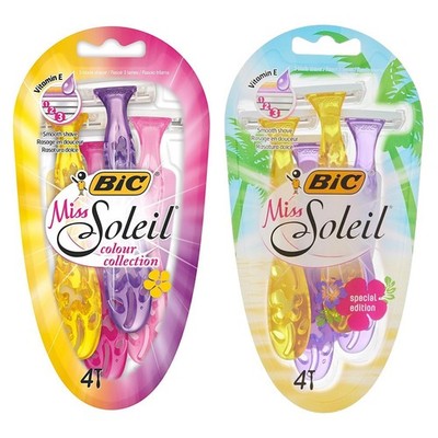 2 Pack BIC Miss Soleil Razors for Women, Triple Blade, Vitamin E, 4 Count Each