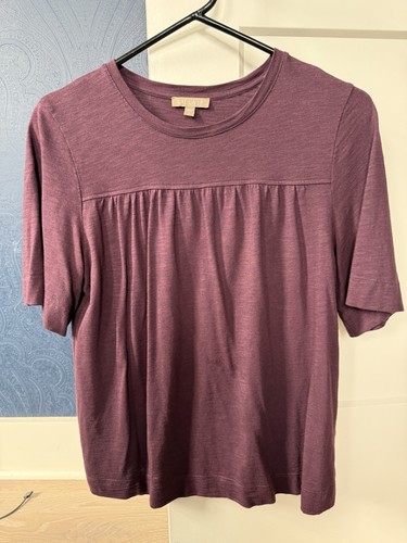 Lilla P Aubergine Mixed Cotton Short Sleeved Swing Top Size Small