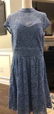 Dress Barn Db Established 1962 Blue Embroidered Lace Overlay Dress