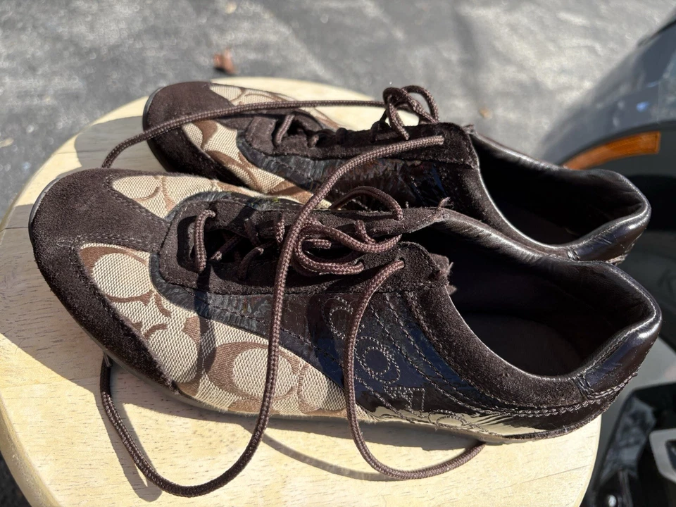 КРОССОВКИ женские Coach 7,5 на шнуровке лакированная кожа холщовые - Изображение 4 из 4