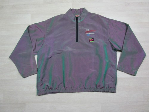 Vintage Surf Style Iridescent Windbreaker Jacket Chevrolet Flag Eagle One Size - Picture 2 of 12