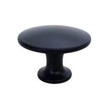 5 Pack Black Slim Round Knobs 1.24" Diameter Bathroom Kitchen Office