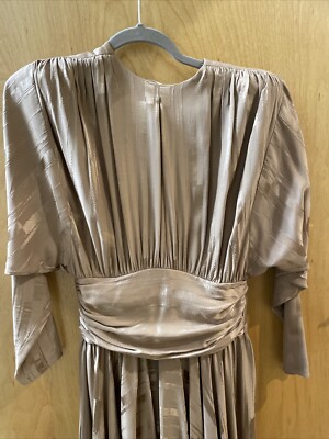 taupe silk dress V Silk Slip Dress