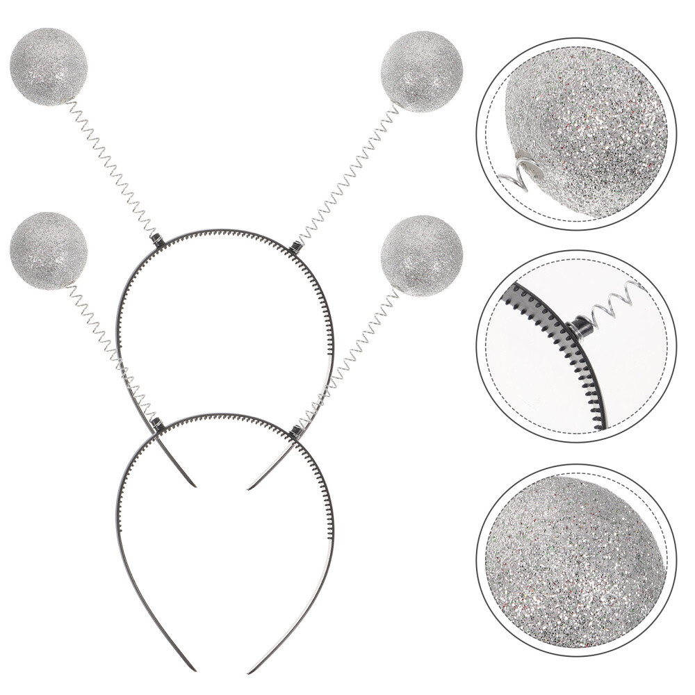 2 Pcs Glitter Ball Headband Fancy Boppers Halloween Party Supplies