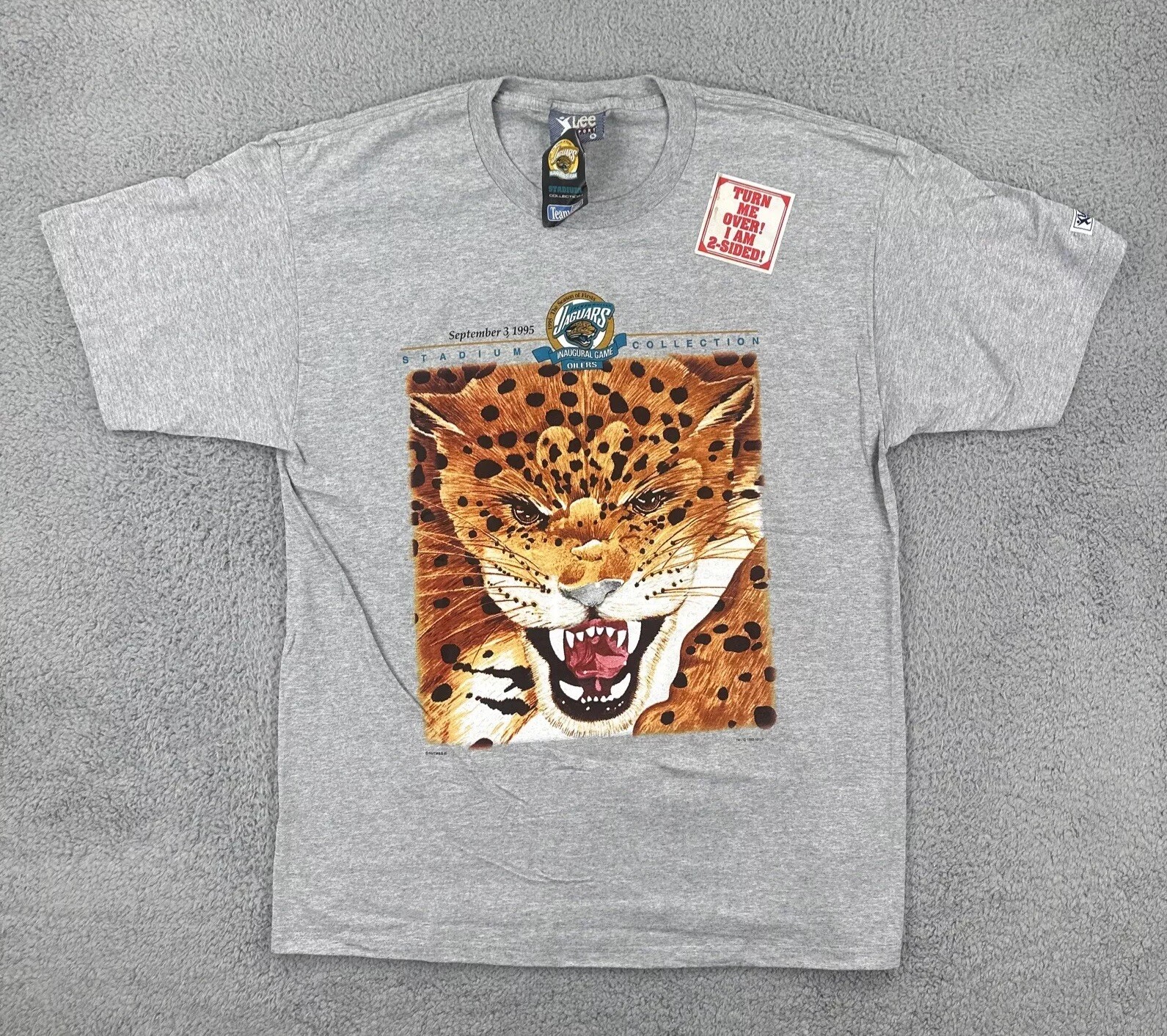 Vtg LEE Sports NWT XL 1995 Double Sided Tee NFL Jaguars V Oilers Inaugural Game