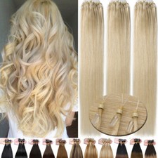 100 Remy Brazilian Human Hair Extensions Micro Ring Beads Tip Easy Loop Hair12A
