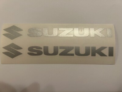 Hochqualitative Suzuki Motorrad Aufkleber-Sticker 2x 220x50 mm in Silber Chrom