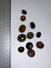 Konvolut Leder Trachtenknöpfe, vintage, 11 Stück, 18mm - 24mm
