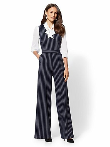 Navy Pinstripe Jumpsuit Size 