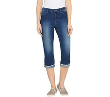LOGO by Lori Goldstein Capri Jeans w/ Eyelet Cuff-Deep Indigo-2-New-A301243