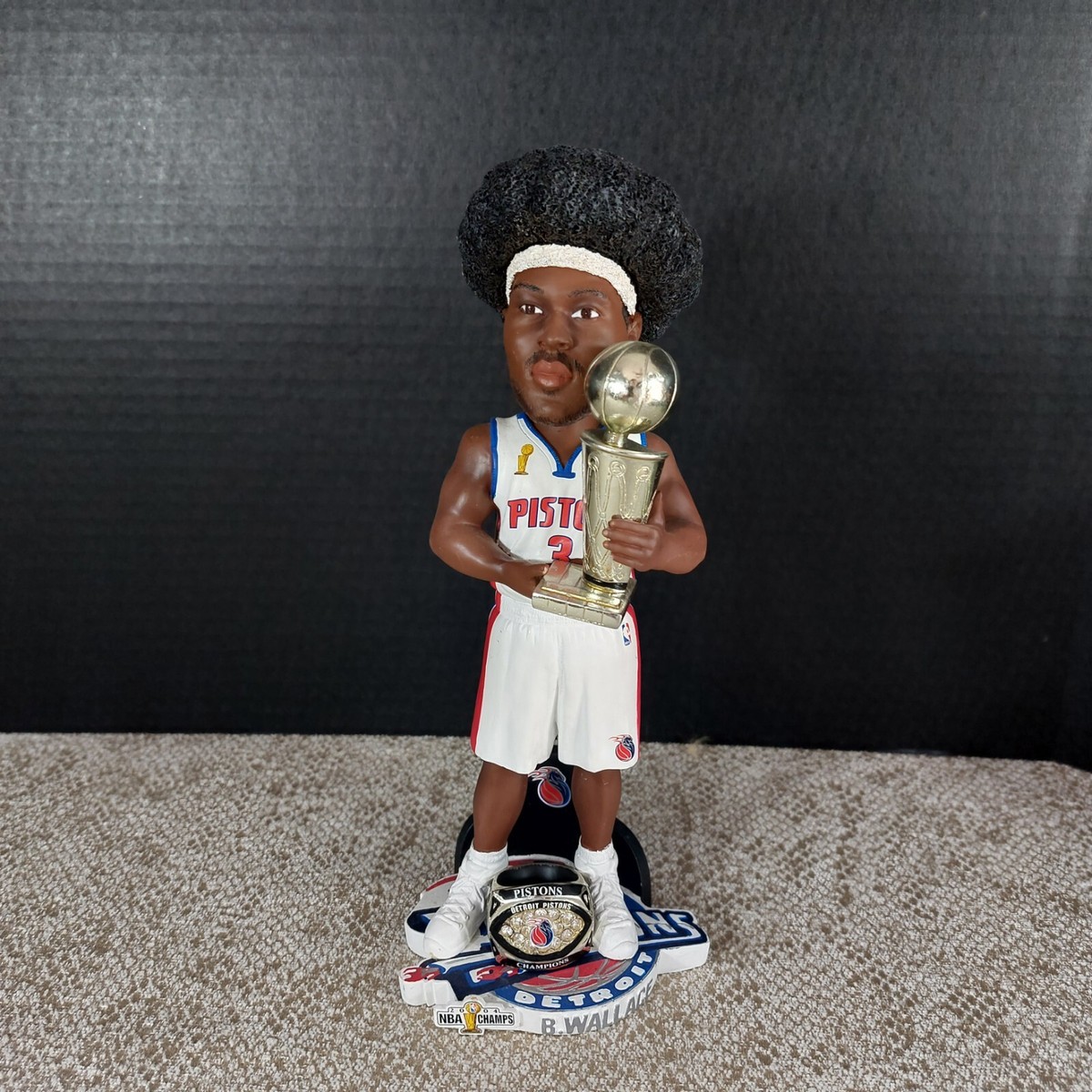 BEN WALLACE Detroit Pistons NBA Champ 10” Bobblehead Trophy Ring