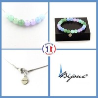 Armband Halskette Perlen Chalcedon Lavendel + Aquamarin + Personalisierte GrößE