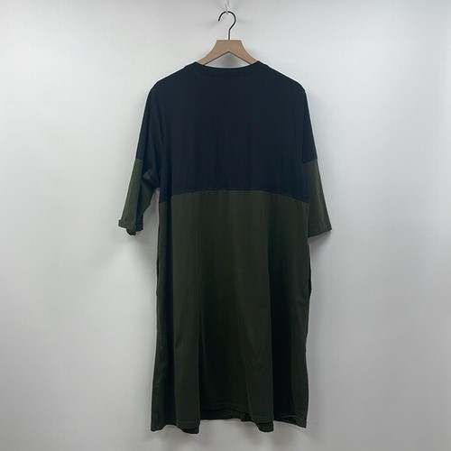 eShakti Colorblock Pullover T-Shirt Midi Dress Pockets Lagenlook Green Black 3X - Picture 4 of 6