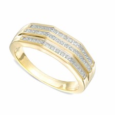 1/4 Ct Natural Round Diamond Mens Wedding Band Ring Solid 10K Yellow Gold