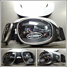 Men PADDED Biker MOTORCYCLE RIDING GLASSES GOGGLES With Strap Gray  Black Frame