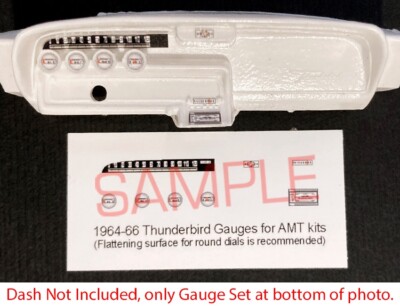 1964 to 1966 FORD THUNDERBIRD GAUGE FACES for 1/25 scale AMT kits PLS READ
