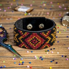 DIY Bead embroidery kit on artificial leather Bracelet