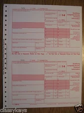 2014 IRS Tax Form 1098-Q single sheet set for 2 recipients, carbonless 3-part