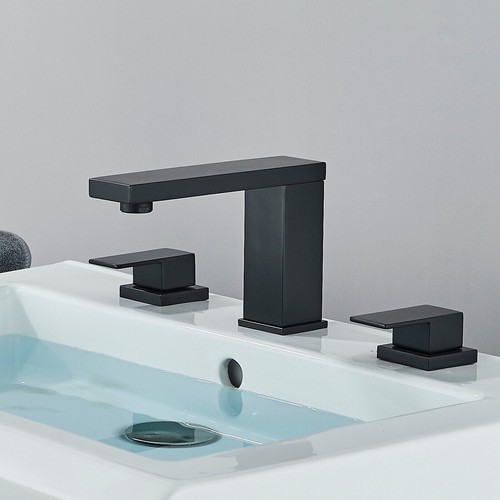 Matte Black Waterfall 8"Widespread Bathroom Vanity Sink Faucet 3 Holes Mixer Tap - Picture 9 of 10
