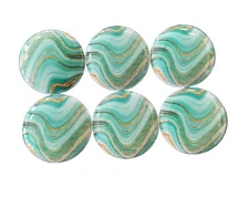 Cabinet and Drawer Knobs, Set of 6 Green Agate Farmhouse Wood Cabinet Knobs