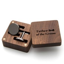 Cufflinks with Engraved Wood Gift Box Father of the Groom