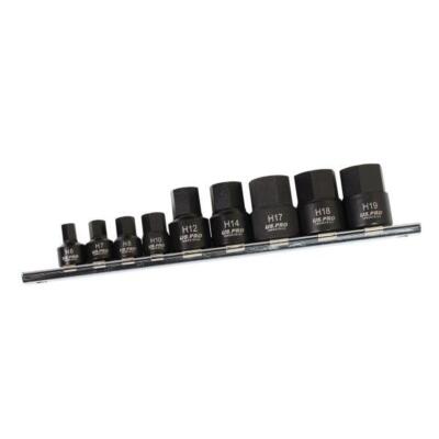 US PRO 9-teiliger Stubby Impact Stecknuss-Satz – 1/4" & 3/8" Antrieb, Sechskant 6-19 Mm, Auf Schiene
